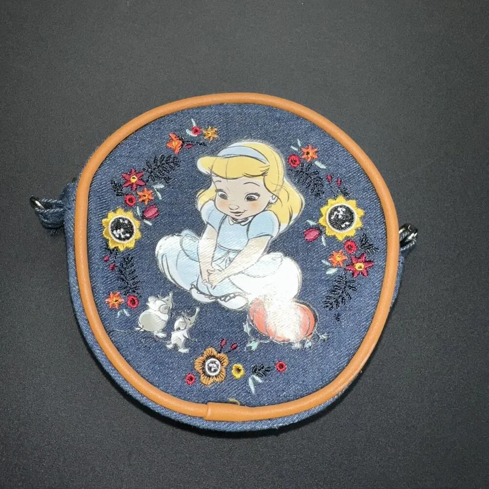 Disney Animators Collection Cinderella Small Zip Purse Denim No Strap - Picture 1 of 5